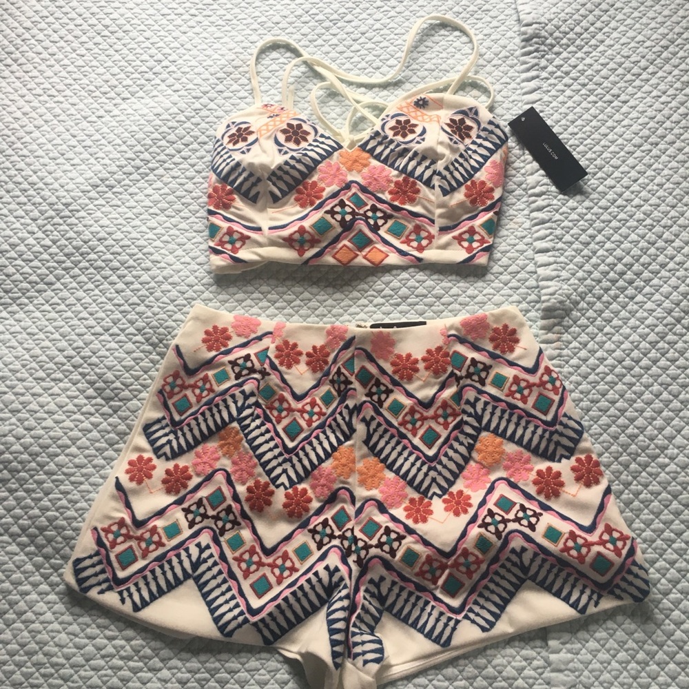 Lulus's NWT Size S Crop Top and Short Set